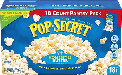 Purchase Pop Secret Microwave Popcorn, Homestyle Butter Flavor, 3 Oz Sharing Bags, 18 Ct (Pack of 2) at Amazon.com