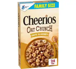Cheerios Oat Crunch Oats  Honey Oat Breakfast Cereal, Family Size, 24 oz