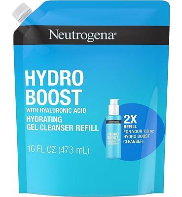 Purchase Neutrogena Hydro Boost Lightweight Hydrating Facial Cleansing Gel, Gentle Face Wash & Makeup Remover with Hyaluronic Acid, Hypoallergenic & Non Comedogenic, Refill Pouch, 16 fl. oz at Amazon.com
