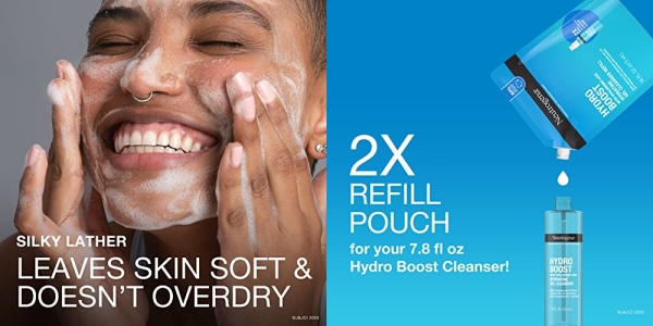Purchase Neutrogena Hydro Boost Lightweight Hydrating Facial Cleansing Gel, Gentle Face Wash & Makeup Remover with Hyaluronic Acid, Hypoallergenic & Non Comedogenic, Refill Pouch, 16 fl. oz on Amazon.com