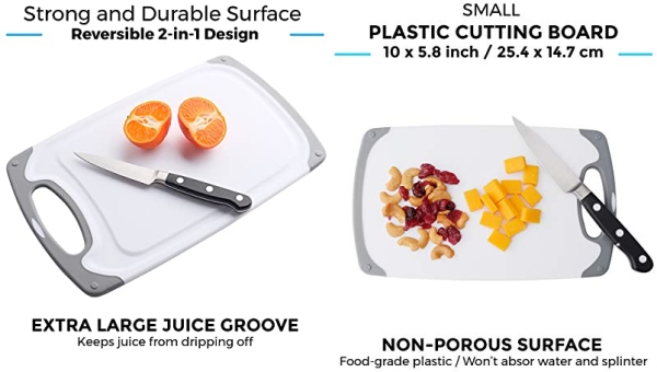 Purchase Freshware Cutting Board Set [Set of 3] Juice Grooves with Easy-Grip Handles, Plastic Chopping Boards for Kitchen on Amazon.com