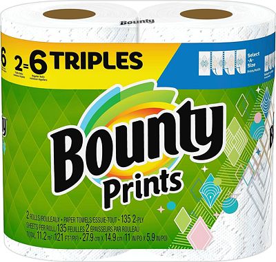 Purchase Bounty Select-A-Size Paper Towels, Print, 2 Triple Rolls = 6 Regular Rolls at Amazon.com