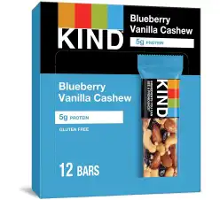 KIND Bars, Blueberry Vanilla Cashew, Healthy Snacks, Gluten Free, 5g Protein, 12 Count