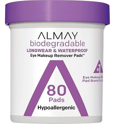 Purchase Eye Makeup Remover Pads by Almay, Biodegradable Longwear & Waterproof, Hypoallergenic, Cruelty Free-Fragrance Free Cleansing Wipes, 80 Pads at Amazon.com