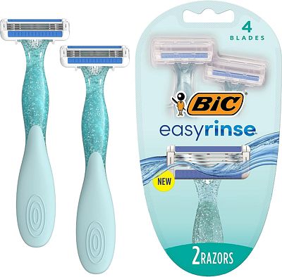 Purchase BIC EasyRinse Anti-Clogging Women's Disposable Razors for a Smoother Shave With Less Irritation*, Easy Rinse Shaving Razors With 4 Blades, 2 Count at Amazon.com