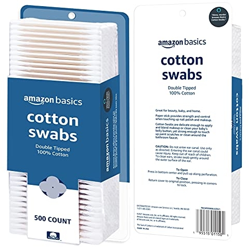 Purchase Amazon Basics Cotton Swabs, 500ct, Pack of 4 on Amazon.com