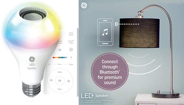 Purchase GE Lighting LED+ Color Changing Speaker LED Light Bulb with Remote, Multicolor + Soft White, A21 Standard Bulb on Amazon.com