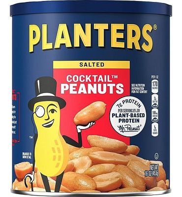 Purchase PLANTERS Salted Cocktail Peanuts, Party Snacks, Plant Based Protein 16oz (1 Canister) at Amazon.com