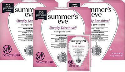 Purchase Summer's Eve Feminine Cleansing Wipes, Simply Sensitive, 16 Count, 3 Pack at Amazon.com
