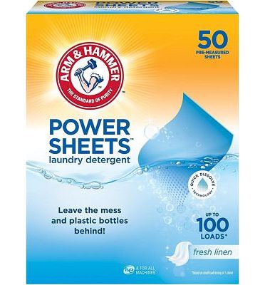 Purchase Arm & Hammer Power Sheets Laundry Detergent, Fresh Linen 50ct, up to 100 Small Loads at Amazon.com