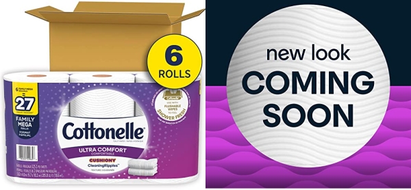 Purchase Cottonelle Ultra Comfort Toilet Paper with Cushiony CleaningRipples Texture, Strong Bath Tissue, 6 Family Mega Rolls (6 Family Mega Rolls = 27 Regular Rolls), 325 Sheets per Roll White on Amazon.com