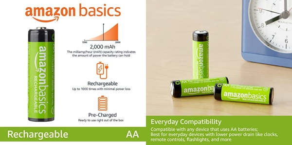 Purchase Amazon Basics 16-Pack AA Rechargeable Batteries on Amazon.com