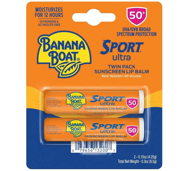 Purchase Banana Boat Sport Ultra SPF 50 Lip Sunscreen 2 Pack, SPF Lip Balm Pack, SPF 50, Oxybenzone Free Sunscreen, Lip Sunblock, Travel Size Sunscreen for Lips SPF 50, Twin Pack at Amazon.com