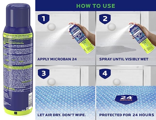 Purchase Microban 24 Hour Disinfectant Sanitizing Spray, Fresh Scent, 15oz on Amazon.com