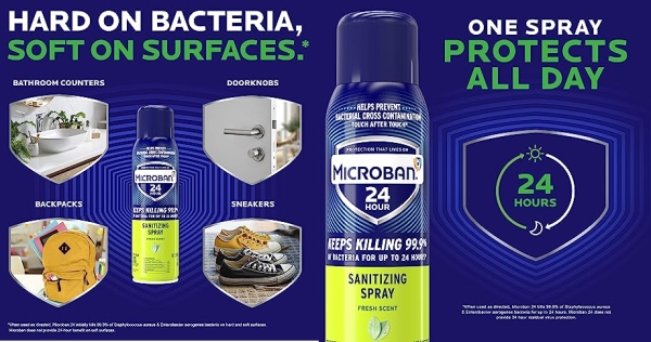 Purchase Microban 24 Hour Disinfectant Sanitizing Spray, Fresh Scent, 15oz on Amazon.com