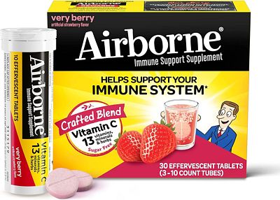 Purchase Airborne 1000mg Vitamin C with Zinc, SUGAR FREE Effervescent Tablets, Very Berry Flavor at Amazon.com