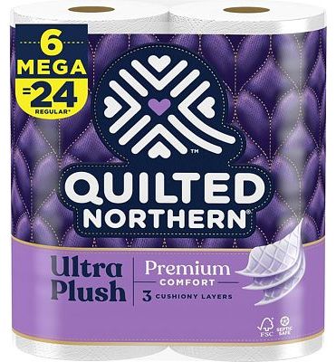 Purchase Quilted Northern Ultra Plush Toilet Paper, 6 Mega Rolls = 24 Regular Rolls at Amazon.com
