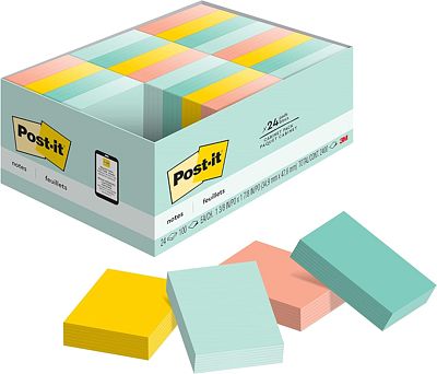 Purchase Post-it Notes, 24 Pads, Beachside Cafe Collection, Pastel Colors, Recyclable at Amazon.com