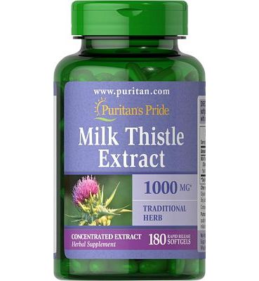 Purchase Puritan's Pride Milk Thistle 4:1 Extract 1000 Mg (Silymarin) Softgels, for Liver Support, 180 Count at Amazon.com