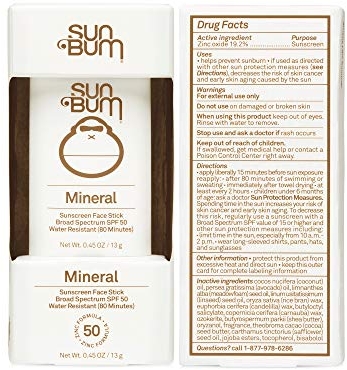 Purchase Sun Bum Mineral SPF 50 Sunscreen Face Stick, Vegan and Reef Friendly (Octinoxate & Oxybenzone Free) Broad Spectrum Natural Sunscreen with UVA/UVB Protection, .45 oz on Amazon.com