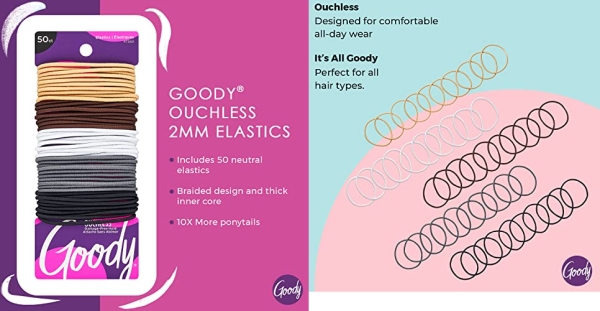 Purchase Goody Women's Hair Ouchless 2 mm Elastics, Neutral, 50 Count on Amazon.com