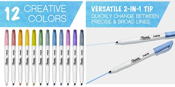 Purchase Sharpie S-Note Creative Markers, Highlighters, Assorted Colors, Chisel Tip, 12 Count on Amazon.com