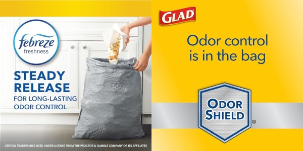 Purchase GLAD Protection Series Force Flex Drawstring Odor Shield, Gray, 13 Gallon, 110 Count on Amazon.com