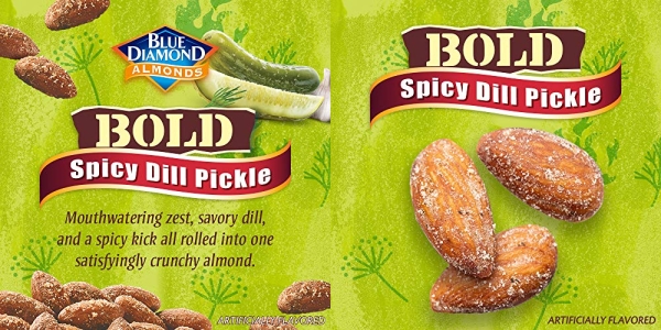 Purchase Blue Diamond Almonds Spicy Dill Pickle Flavored Snack Nuts, 6 Oz Resealable Can on Amazon.com