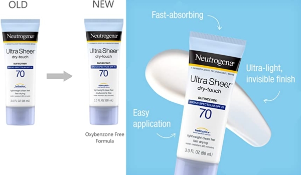 Purchase Neutrogena Ultra Sheer Dry-Touch Water Resistant and Non-Greasy Sunscreen Lotion with Broad Spectrum SPF 70, 3 Fl Oz on Amazon.com