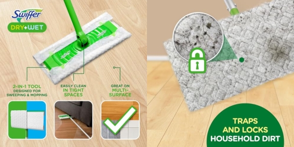 Purchase Swiffer Sweeper 2-in-1 Mops for Floor Cleaning, Dry and Wet Multi Surface Floor Cleaner, Sweeping and Mopping Starter Kit, Includes 1 Mop + 19 Refills, 20 Piece Set on Amazon.com