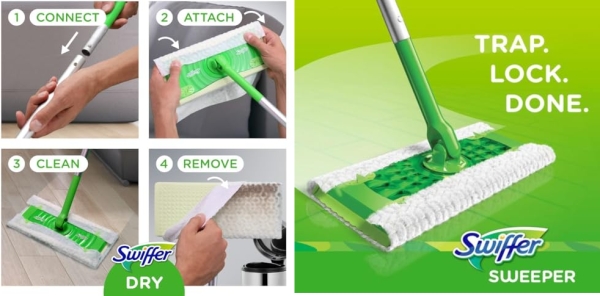 Purchase Swiffer Sweeper 2-in-1 Mops for Floor Cleaning, Dry and Wet Multi Surface Floor Cleaner, Sweeping and Mopping Starter Kit, Includes 1 Mop + 19 Refills, 20 Piece Set on Amazon.com