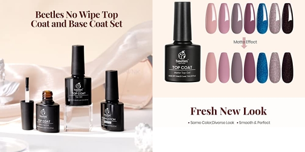 Purchase Beetles Gel Nail Polish Base No Wipe Top Coat - Matte Gel, Shine Top Gel, 7.5ml Each Bottle on Amazon.com
