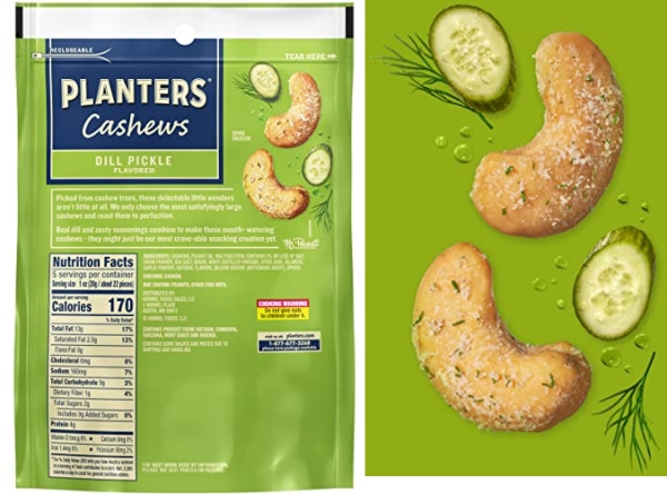 Purchase PLANTERS Whole Cashews Dill Pickle Flavored, Party Snacks, 5 Oz Bag on Amazon.com