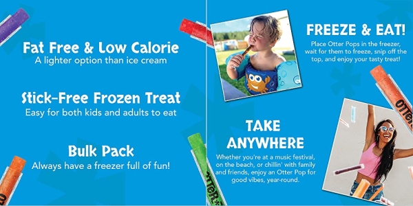 Purchase Otter Pops Freezer Ice Bars, Fat Free Ice Pops, Original Flavors (80 - 1 oz pops) on Amazon.com