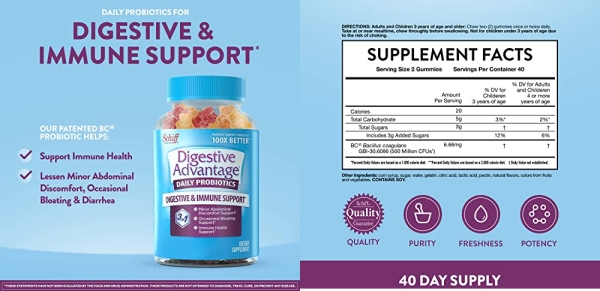 Purchase Digestive Advantage Probiotic Gummies For Digestive Health, Daily Probiotics For Women & Men, Support For Occasional Bloating, Minor Abdominal Discomfort & Gut Health, 80ct Natural Fruit Flavors on Amazon.com