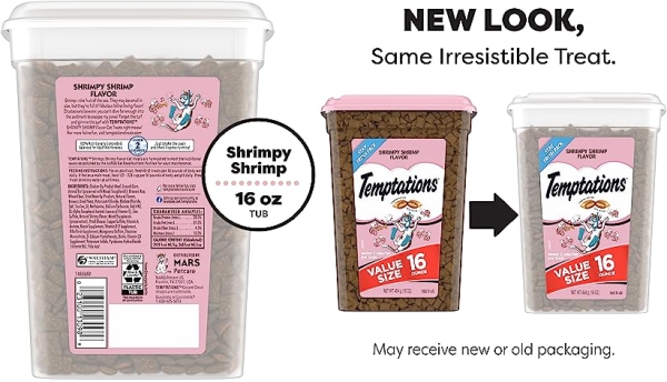 Purchase TEMPTATIONS Classic Crunchy and Soft Cat Treats Shrimpy Shrimp Flavor, 16 oz. Tub on Amazon.com