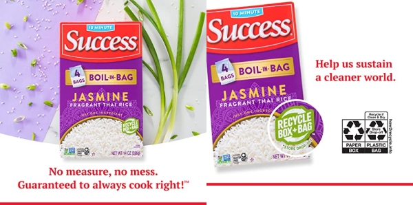 Purchase Success Boil-in-Bag Rice, Thai Jasmine Rice, Quick Rice Meals, 14-Ounce Box on Amazon.com