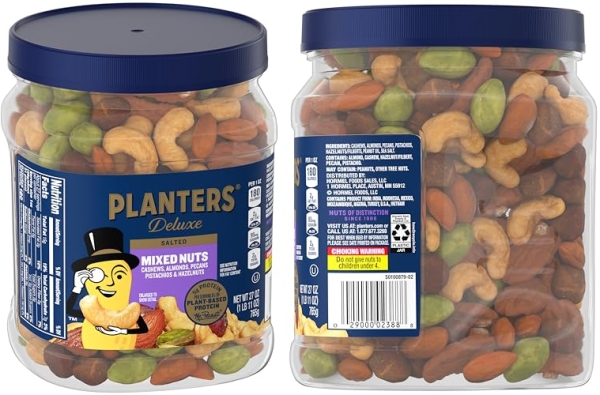 Purchase PLANTERS Deluxe Mixed Nuts with Sea Salt, 27 oz. Resealable Container - Variety Mixed Nuts on Amazon.com