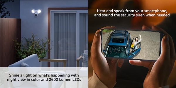 Purchase Blink Wired Floodlight Camera - Smart security camera, 2600 lumens, HD live view, enhanced motion detection, built-in siren, Works with Alexa - 1 camera (White) on Amazon.com