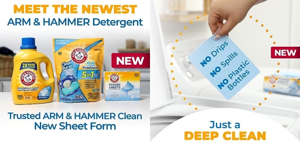 Purchase Arm & Hammer Power Sheets Laundry Detergent, Fresh Linen 50ct, up to 100 Small Loads on Amazon.com