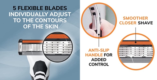 Purchase BIC Hybrid Flex 5 Disposable Razor Cartridges for Men, 5 blade razors, 8 total cartridges on Amazon.com