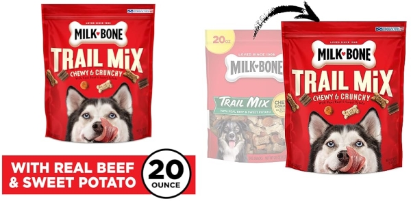 Purchase Milk-Bone Trail Mix Chewy & Crunchy Dog Treats, Real Beef & Sweet Potato, 20 Ounce on Amazon.com