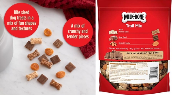 Purchase Milk-Bone Trail Mix Chewy & Crunchy Dog Treats, Real Beef & Sweet Potato, 20 Ounce on Amazon.com