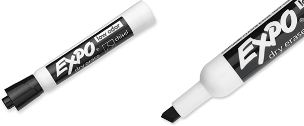 Purchase EXPO Low-Odor Dry Erase Markers, Chisel Tip, Black, 4-Count on Amazon.com
