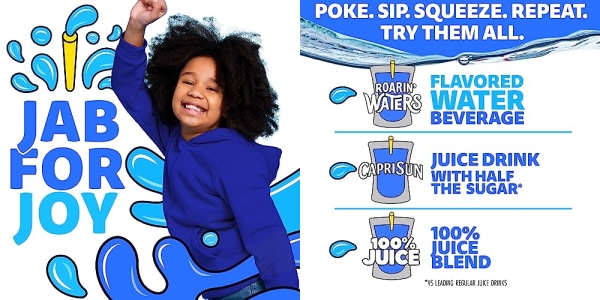 Purchase Capri Sun Roarin' Waters Strawberry Kiwi Surf Naturally Flavored Water Kids Beverage (40 ct Pack, 4 Boxes of 10 Pouches) on Amazon.com