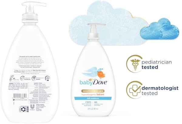 Purchase Baby Dove Sensitive Skin Care Body Lotion For Delicate Baby Skin Rich Moisture With 24-Hour Moisturizer, 20 fl oz (Package May Vary) on Amazon.com