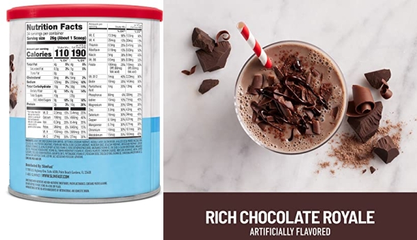 Purchase SlimFast Original Meal Replacement Powder, Rich Chocolate Royale, Weight Loss Shake Mix, 10g of Protein, 34 Servings on Amazon.com