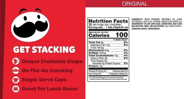 Purchase Pringles Potato Crisps Chips, Snack Stacks, Lunch Snacks, Office and Kids Snacks, Original (36 Cups) on Amazon.com