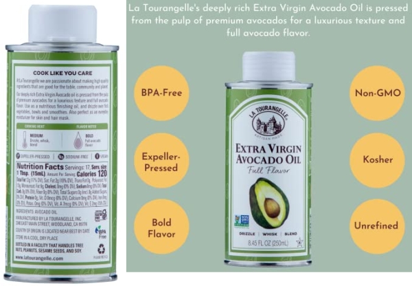 Purchase La Tourangelle, Extra Virgin Avocado Oil, Full Flavor from Premium Avocados, Medium Heat, 8.45 Fl Oz on Amazon.com