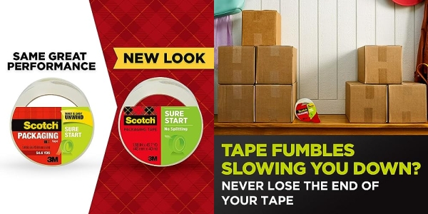 Purchase Scotch Sure Start Packing Tape, Clear, Quiet Unwind and Easy Start, 1.88 in. x 54.6 yd., 1 Tape Roll on Amazon.com